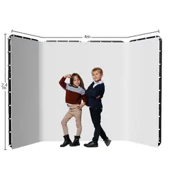 SH White Green Screen 2.4X4M Collapsible Chroma Key Backdrop Fabric Ultra-Quick Setup Birthday PartyBackground Photo Studio