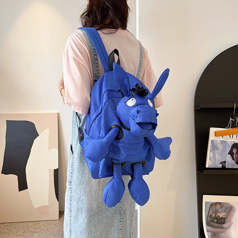 Kawaii  Cartoon donkey waterprooBackpack Female fashion 2024 New Cute large Capacity Lightweight Student choolbag Girl Xmas Gift