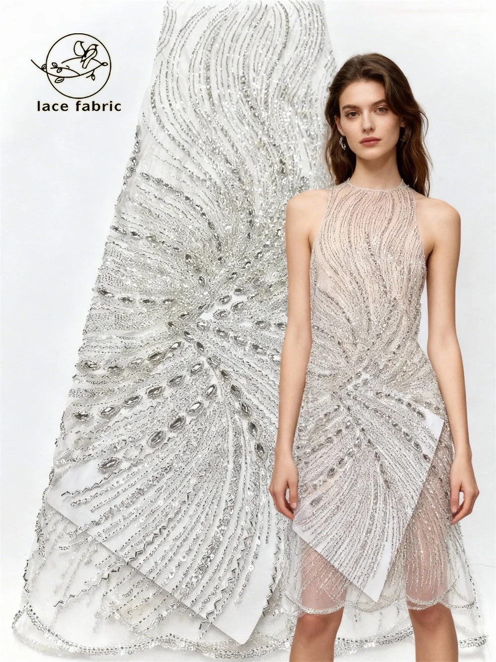 

Luxurious Nigerian Stones Beaded Lace Fabric 2026 High Quality Sequins French Embroidery African Lace Fabric For Wedding Sewing