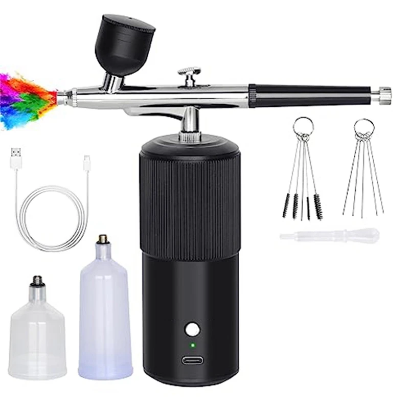 Airbrush Set Rechargeable Handheld Airbrush Compressor Professional Cordless Auto Airbrushgun For Nail Art, Makeup B