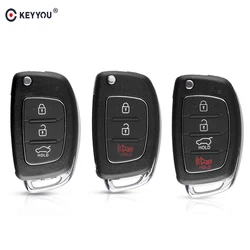 KEYYOU Fob 3 Buttons Flip Folding Remote Car Key Shell Case For Hyundai HB20 SANTA FE IX35 IX45 Accent I40 Solaris