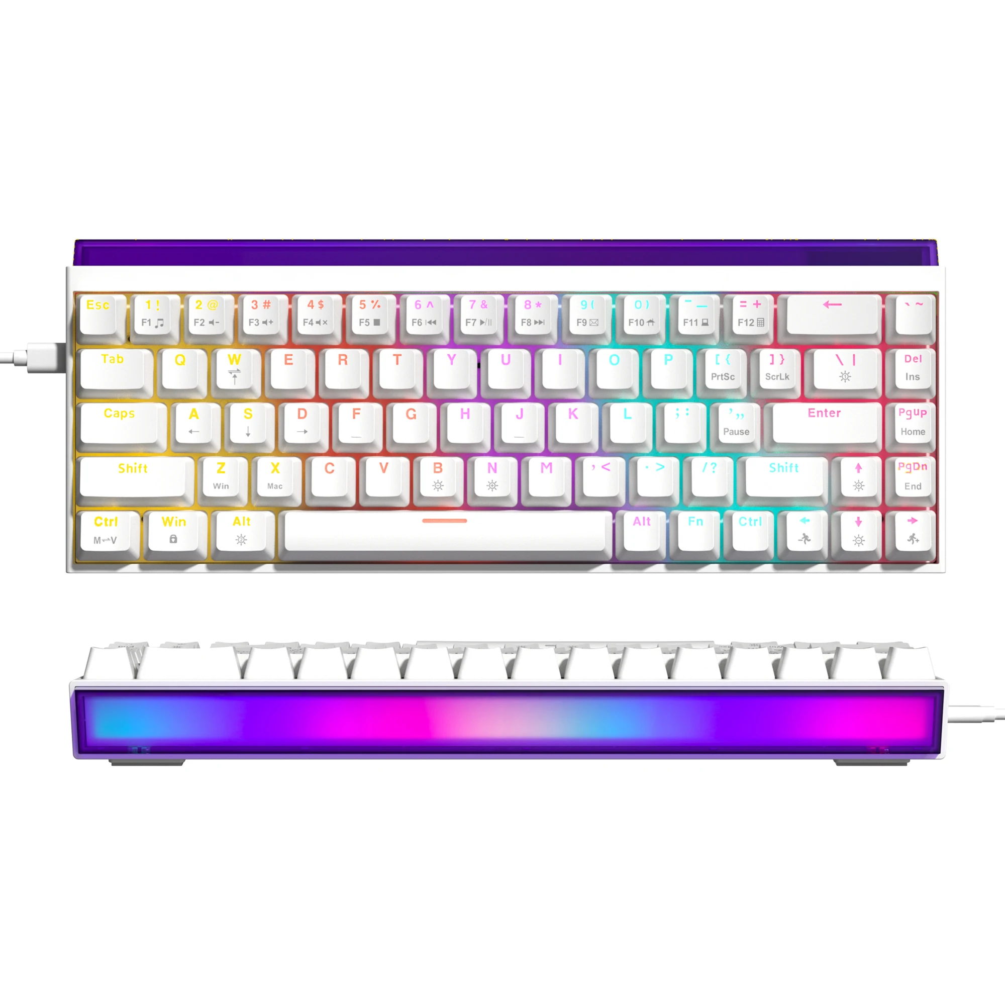 

Womier White 60% WK68 PRO Mechanical Gaming Keyboard with Light Box Programable with MCA Key Wired LED Backlit Hot-Swap Keyboard