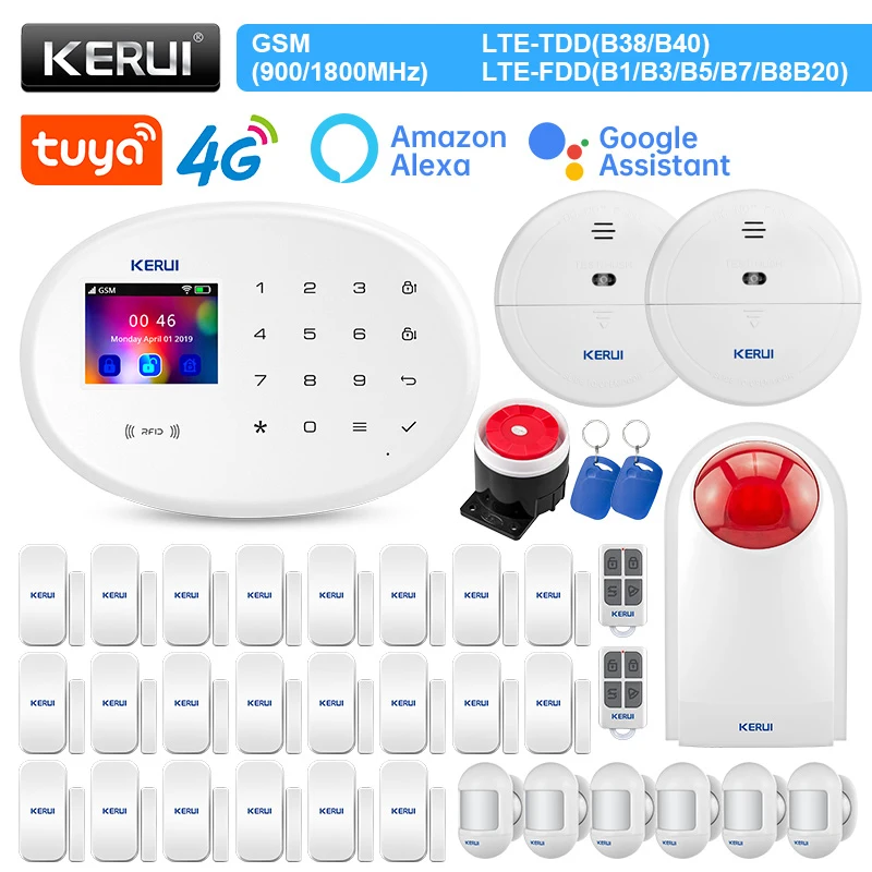 

KERUI W204 Tuya Smart Home Kit 4G WIFI GSM Alarm Alarm System Security System Motion Sensor Detector Door Sensor RFID Tag