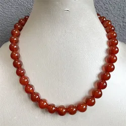 Grade A 12MM Brazil Red Agate Necklace Energy Natural Stone Jewelry Health Care Gemstone Protection Choker Healing Yoga Female