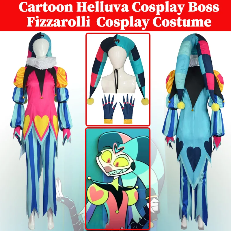 Fizzarolmovies-Costume de Cosplay de Dessin Animé Helluva, Déguisement de Corps, Ensemble de Chapeaux et Gants, Jeu de Rôle d'Halloween, Carnaval, pour Adulte, pour Femme et Homme