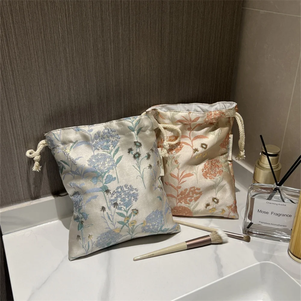 Flower Drawstring Bags Women Drawstring Packaging Pocket Cosmetic Bag Makeup Bag Large Capacity Coin Purse Jewelry Storage Box