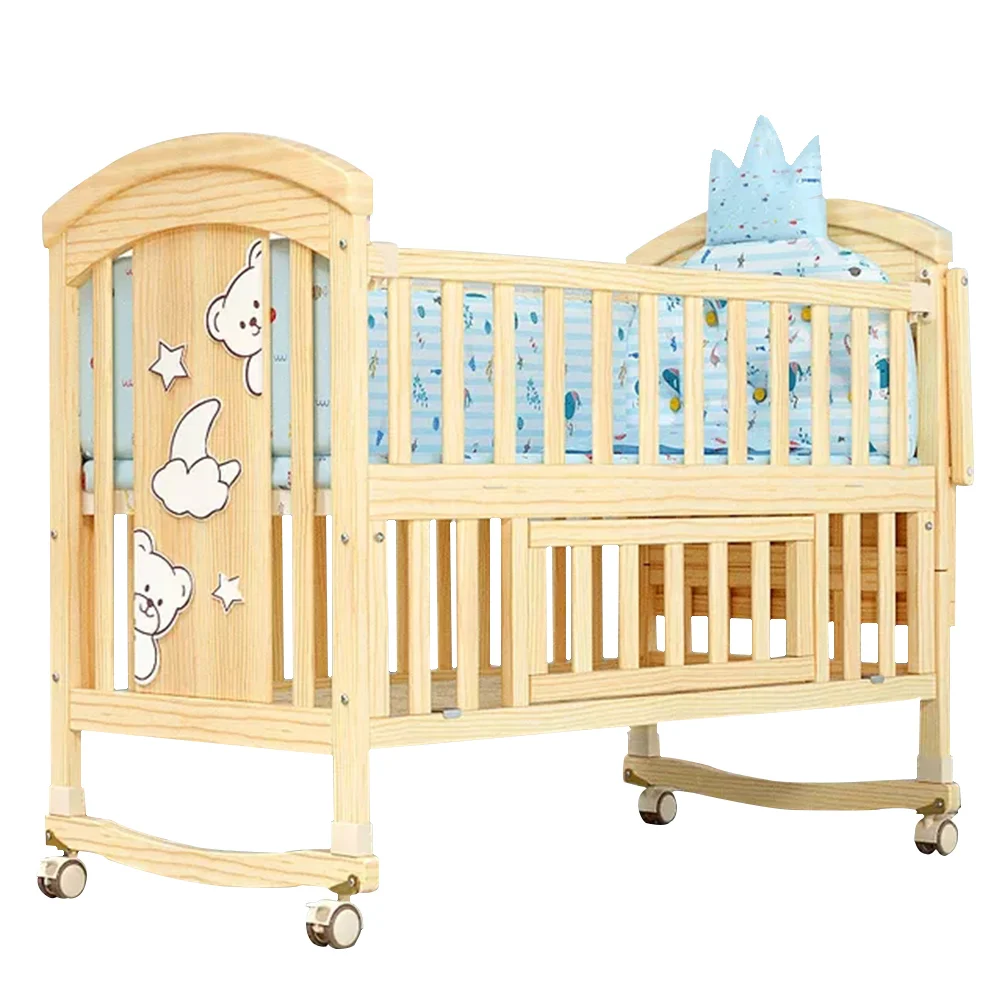 

3 in 1 Multifunctional Wooden Baby Bed Children Bedroom Furniture Convertible Cradle for Baby Modern
