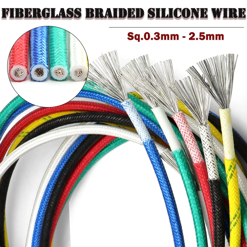 High Temperature Sq0.3-2.5mm Fiberglass Braided Silicone Rubber Insulation Warm Floor Heat Element Tinned Copper Electric Cable