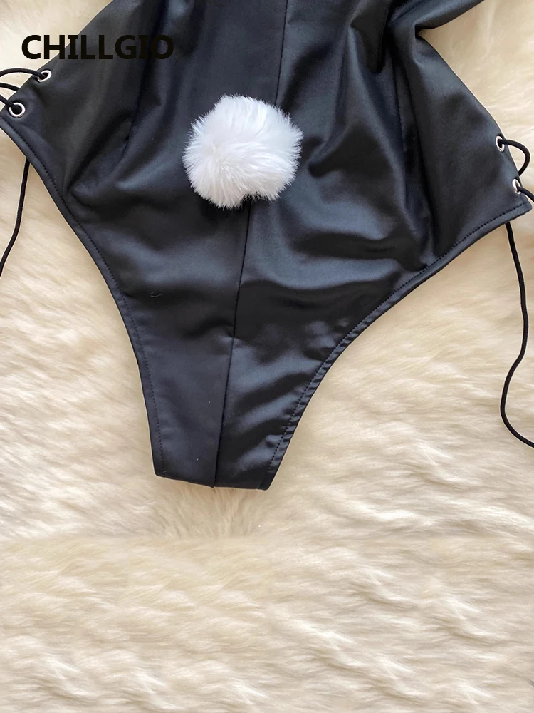Chillgio Vrouwen Sexy Bodycon Bodysuits Mode Erotische Nachtkleding Rugloze Catsuits Schattige Rompers Eendelig Combinatie Bunny Onesie
