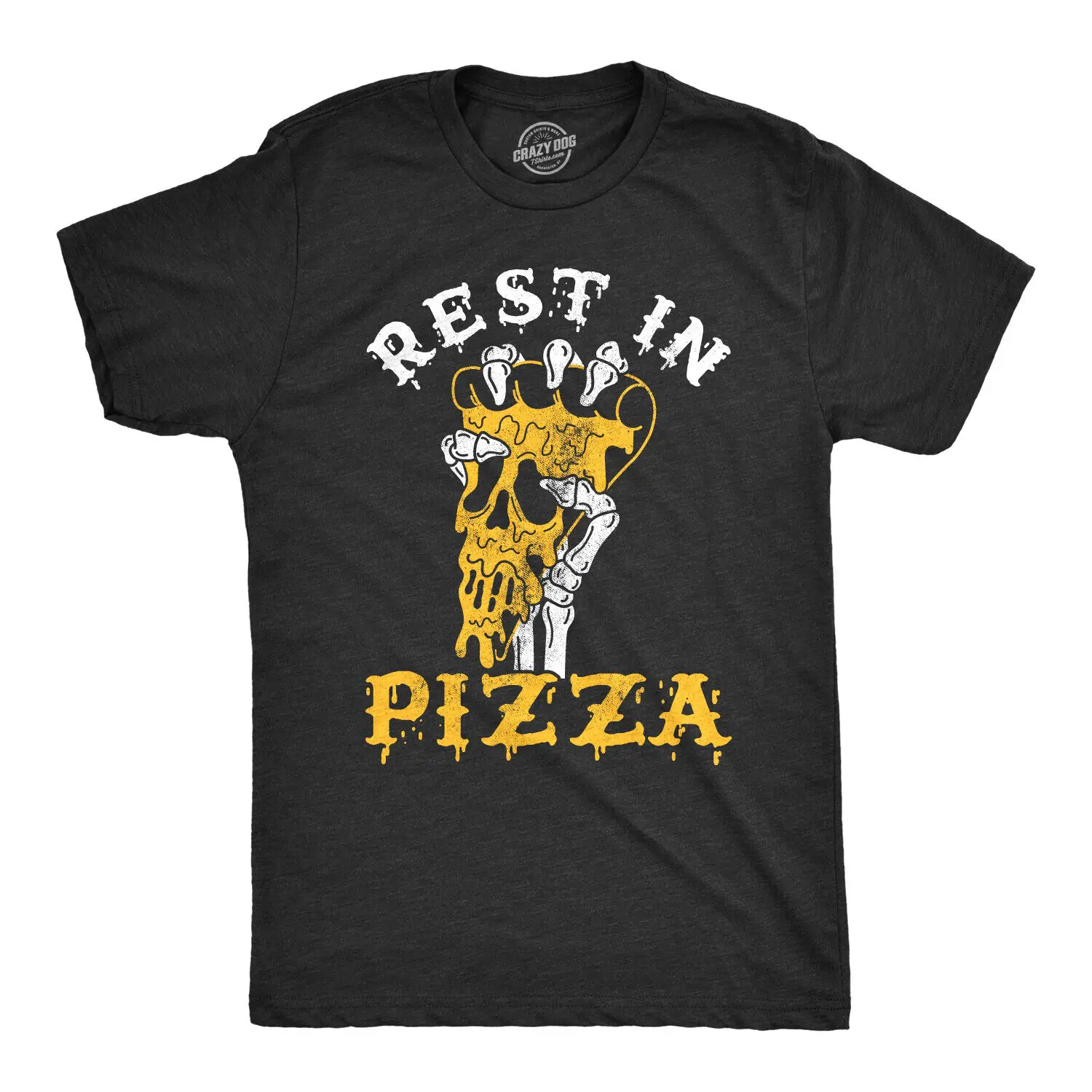 

Mens Rest In Pizza Tshirt Funny Skeleton Halloween Tee