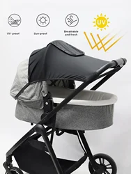 Sombrilla para cochecito de bebé con protección UV, a prueba de viento, sombrilla, funciones impermeables, accesorios para cochecito de bebé de viaje al aire libre