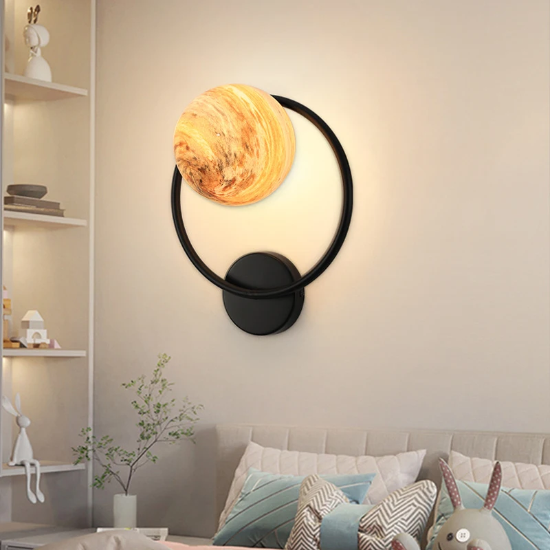Modern Galaxy Bedside Wall Light Simple Bedroom Creative Corridor Living Room Background Planet Lamp