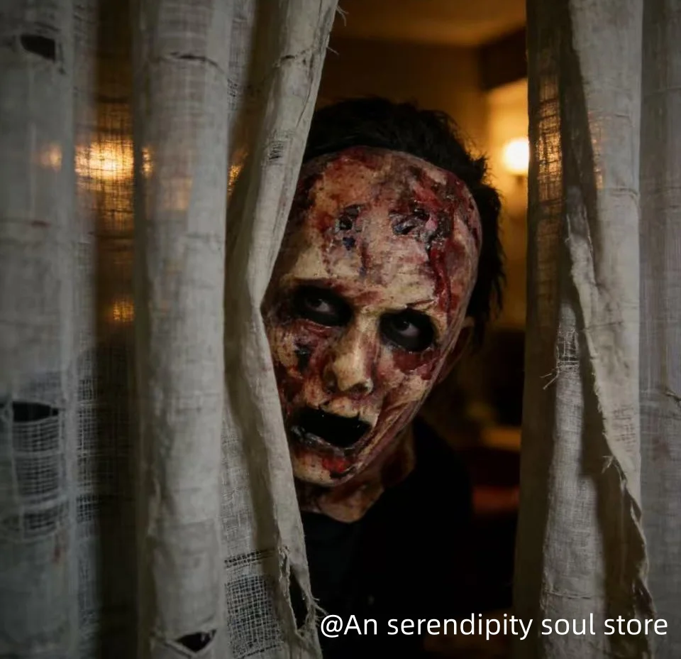 Halloween 3D horror mask, scary mask, scary, skull, latex skeleton, decoration, Zombie, mascara view 5