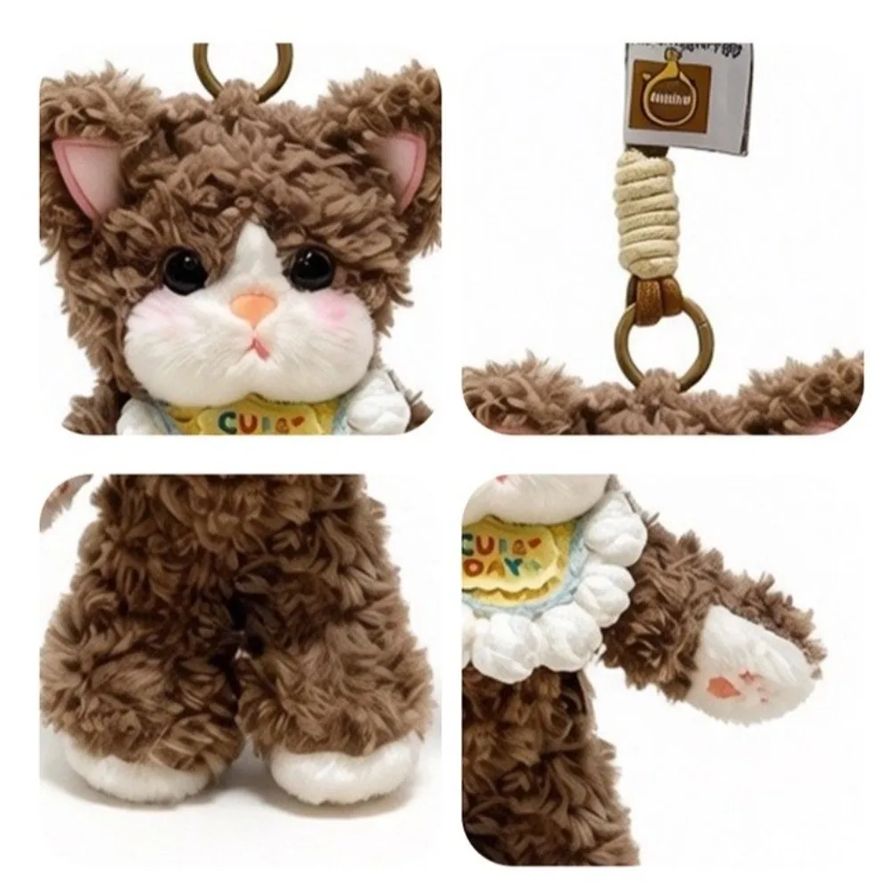 19cm Plush Companion Doll Plush Curly German Cat Animal Doll Pandent Animal Shape Super Soft Doll Toy Keychain Sleeping Gift
