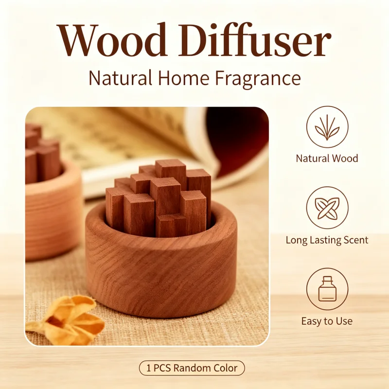 `Eco‑Friendly Beech Wood Fireless Aromatherapy Diffuser Natural Home Perfume Scent Decor for Bathroom Kitchen`
