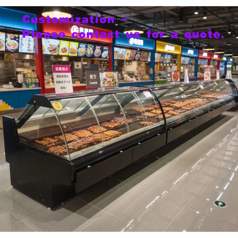 custom.Supermarket Hot Food Display Cabinet  60-65°C Heated Unit Pizza Ready-to-eat Meals