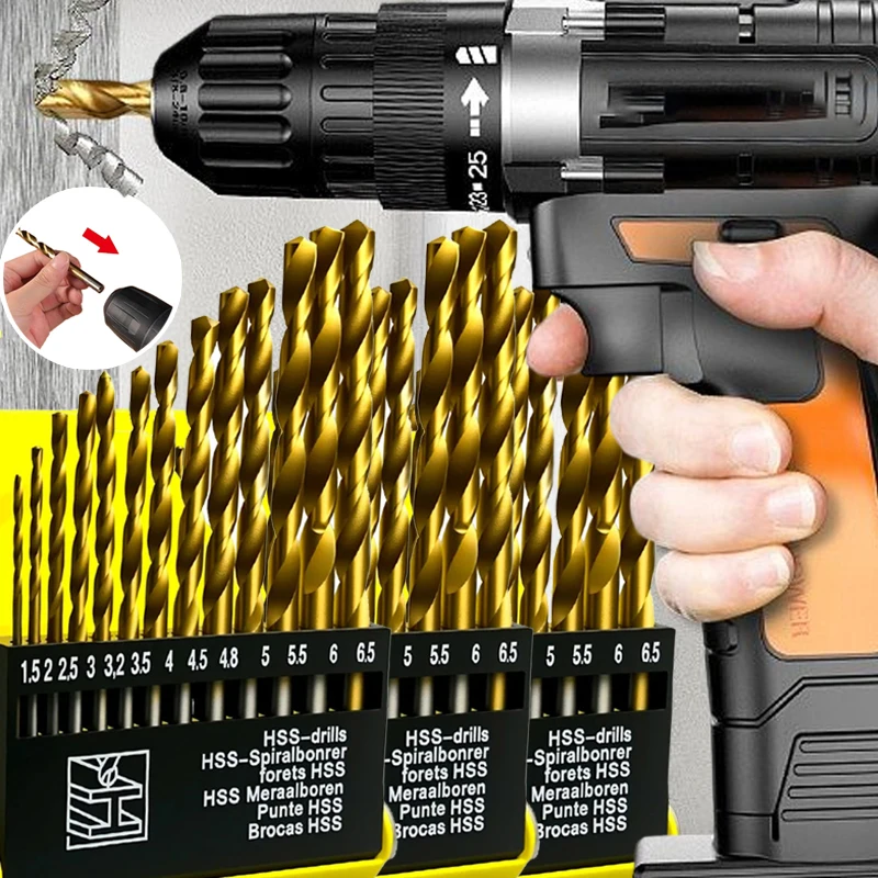 

Набор сверл с поворотным хвостовиком и держателем коробки 1,5–6,5 мм, сверла для стекла, металлической плитки, дерева, деревообработки, сверления, электроинструменты