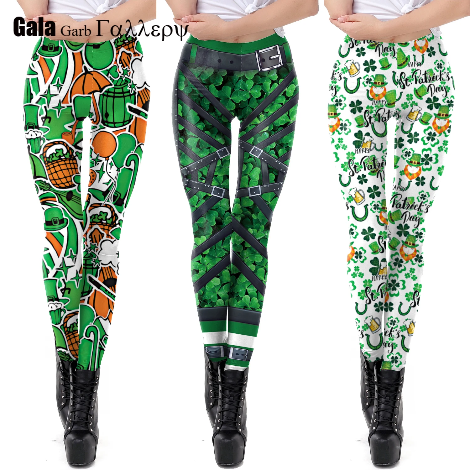 

Брюки в праздничном стиле ко Дню Святого Патрика, женские эластичные рождественские узкие леггинсы с принтом, готические тонкие зеленые брюки для фитнеса и йоги