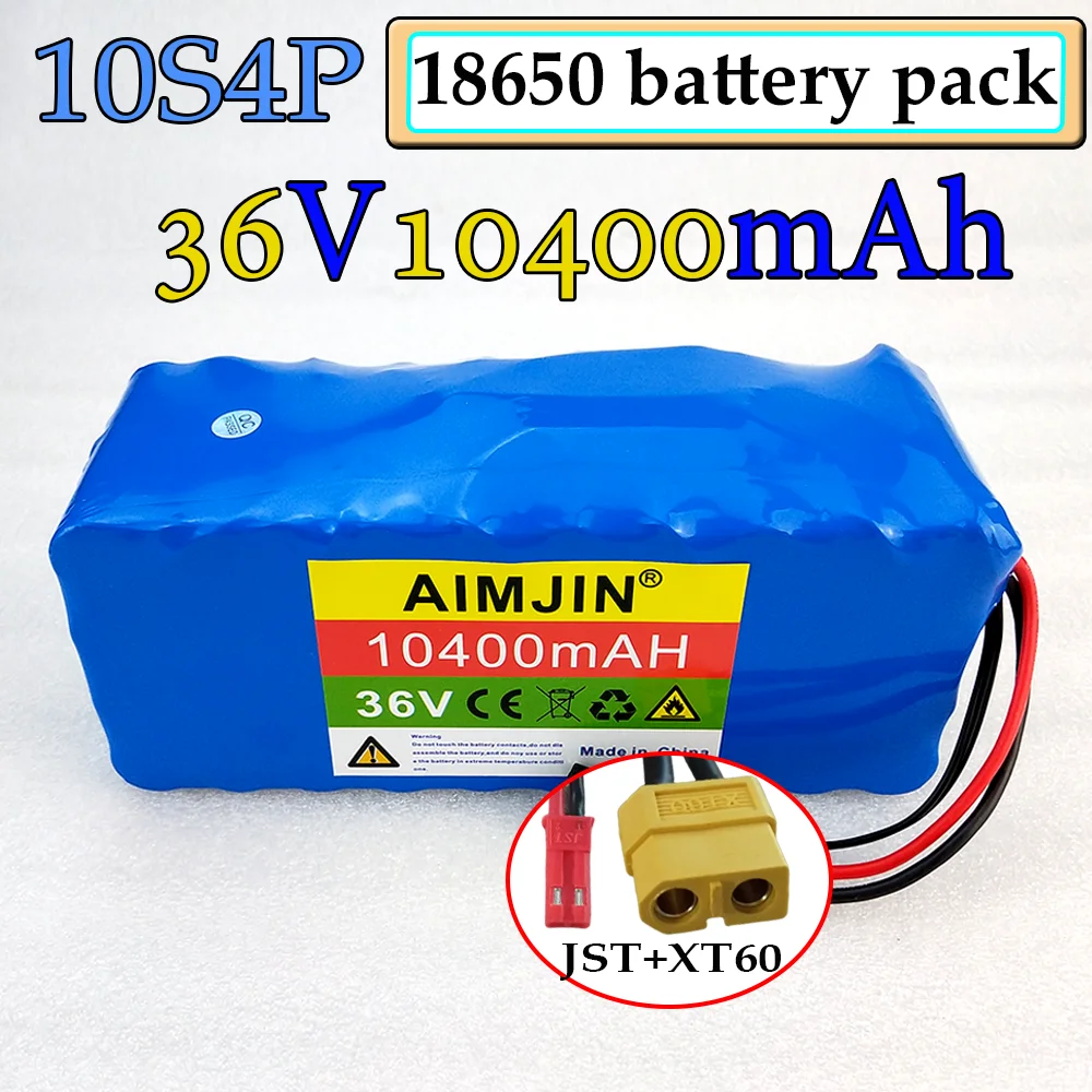 

36V battery 10.4Ah 10S4P battery pack with BMS suitable for 500W 1000W electric wheelchairs, bicycles 18650 lithium-ion battery