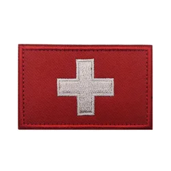 Parche bordado bandera Suiza con velcro para equipo táctico