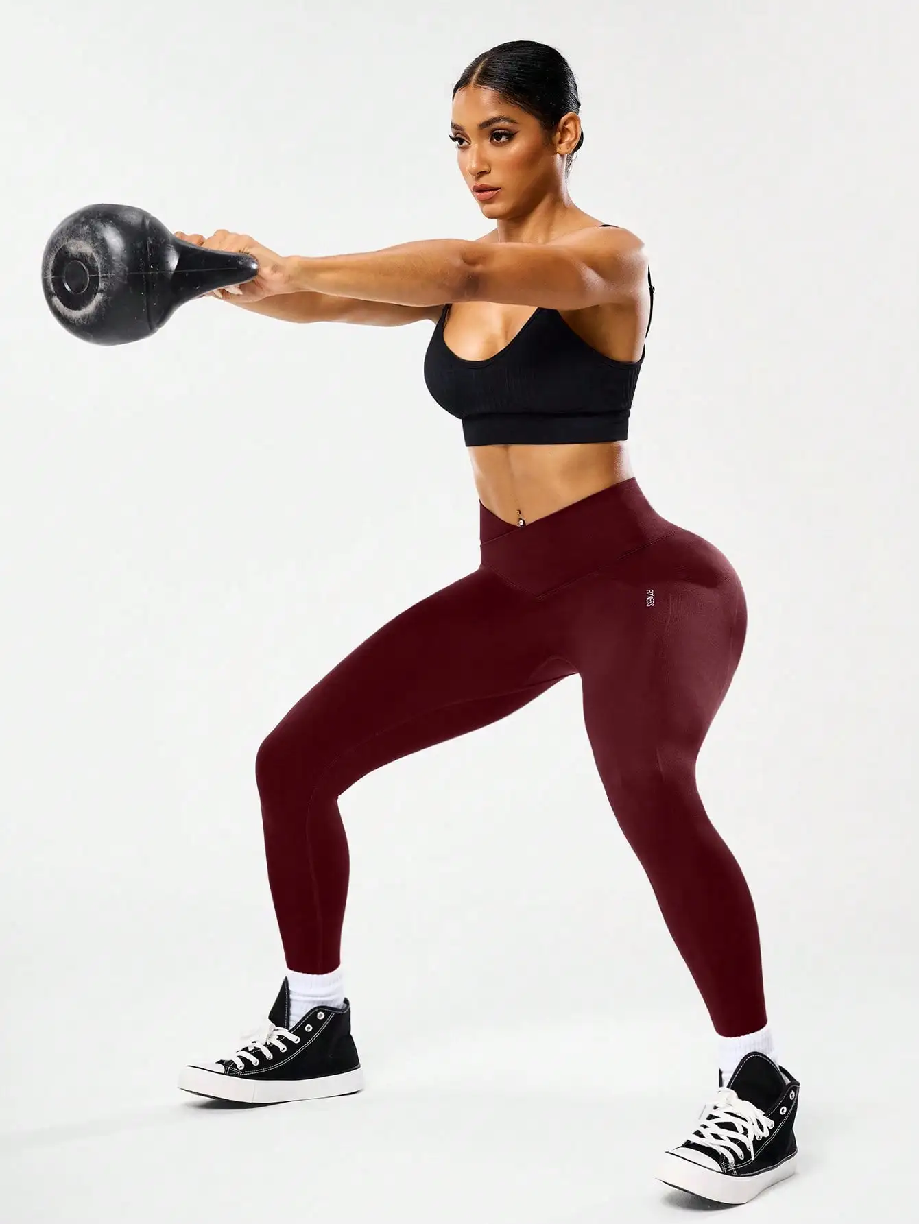 Bestseller: Damen-Leggings mit hoher Taille, Bauchkontrolle, Pfirsich-Po-Effekt, V-Rücken, atmungsaktiv, schnelltrocknend und formend für Laufen und Fitness – Detail 12