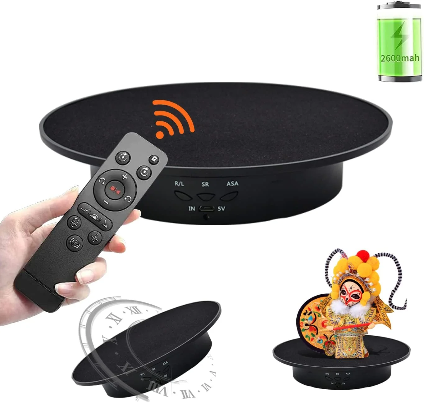 360 Degree Rechargeable Photography Turntable with Remote Control Battery/USB Power Supply for Photography