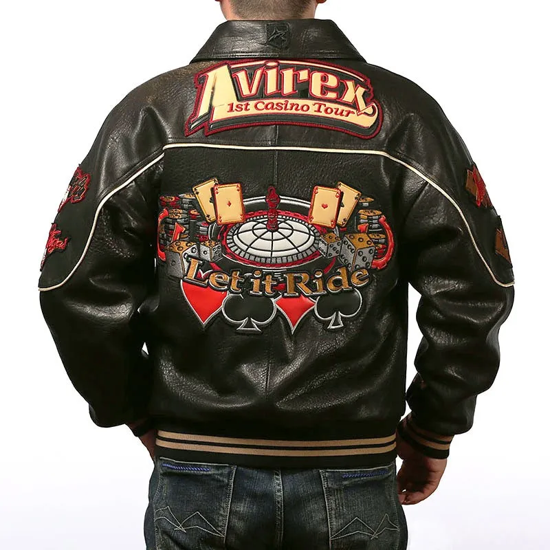 A loose-fitting and large-sized leather for men casino cotton