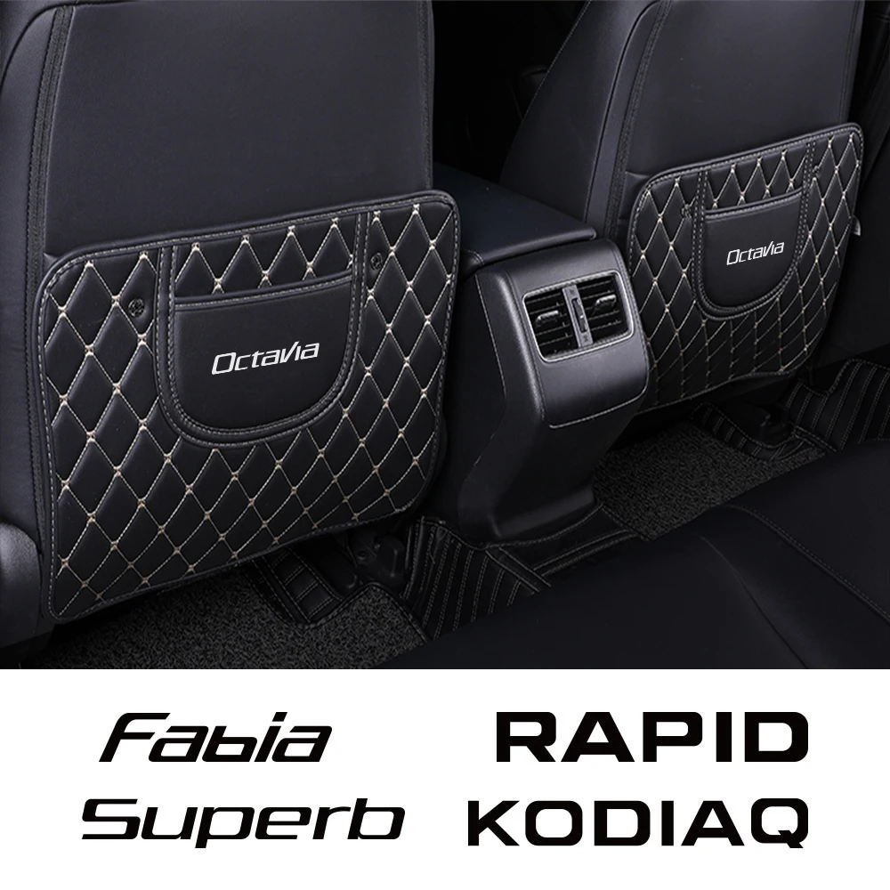 1PCS Car Seat Anti Kick Pad Auto Accessories For Skoda Octavia Fabia Rapid Superb Kodiaq Scala Karoq Citigo Kamiq Roomster Enyaq