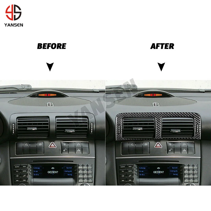 Car Center Console Air Conditioning Outlet Knob Carbon Fiber Sticker For Mercedes Benz C Class W203 2005-2007 Accessories