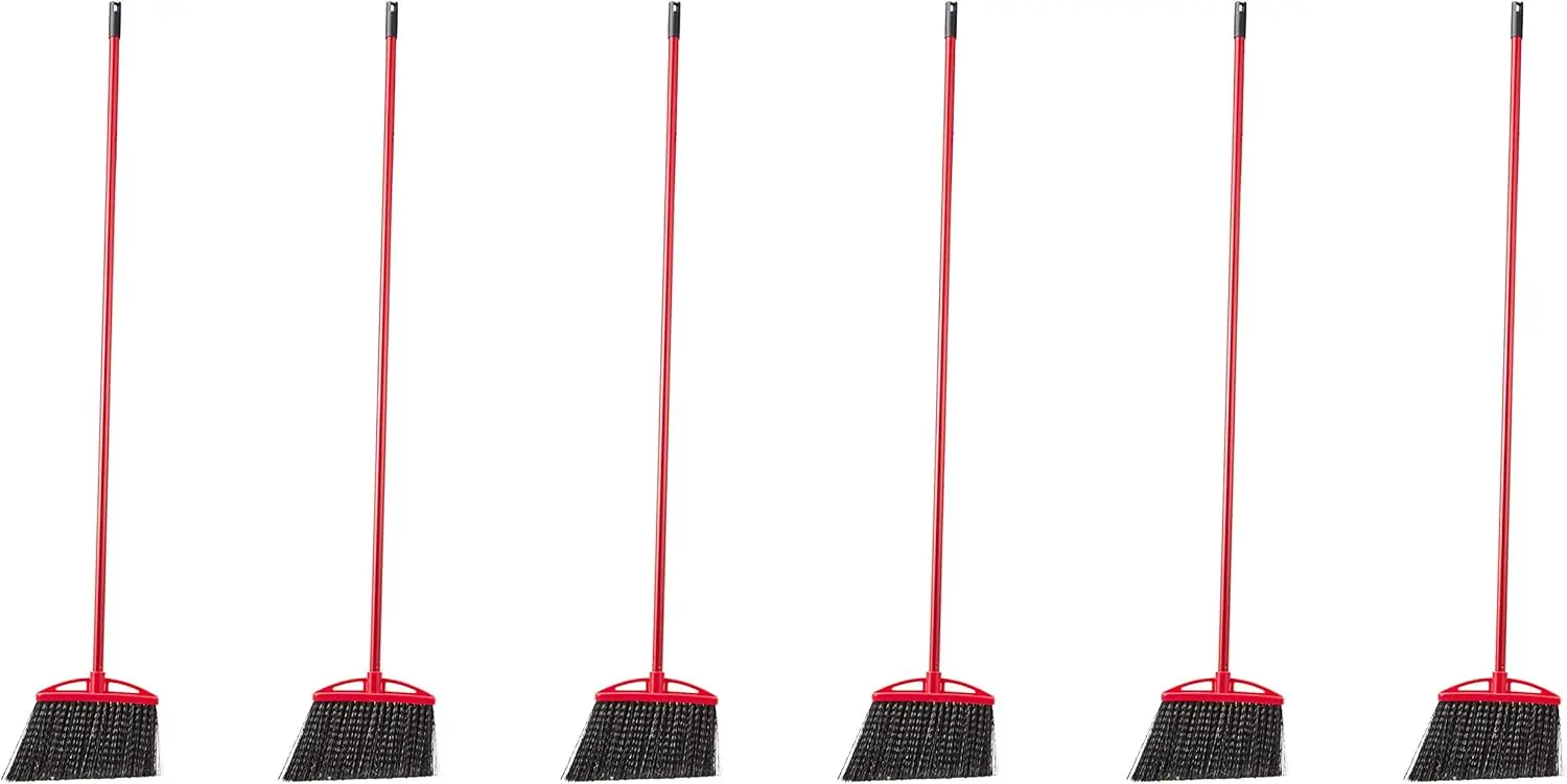 

Упаковка из 6 угловых метл с металлической ручкой для эффективной чистки пола, черный и красный