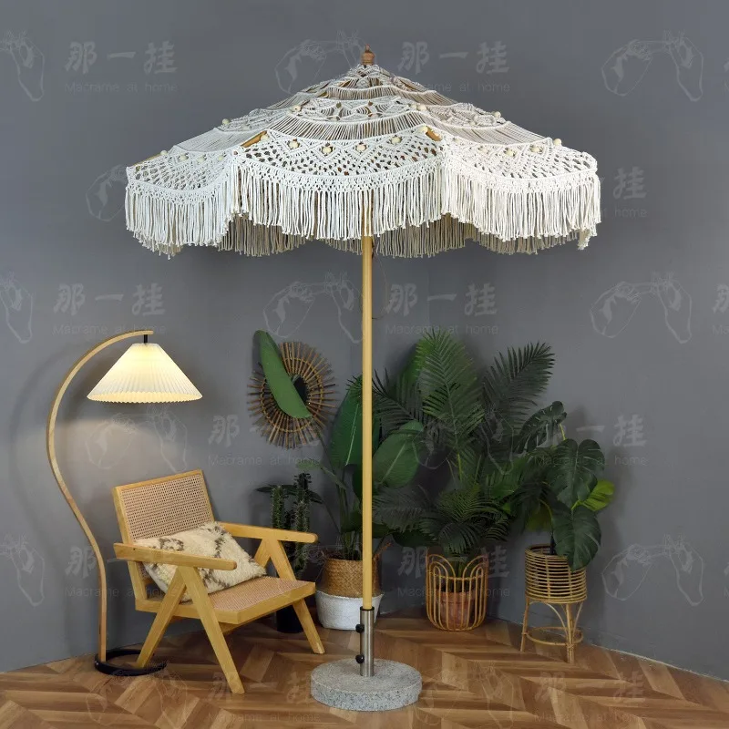 

Woven decorative parasol courtyard sun umbrella outdoor garden hotel