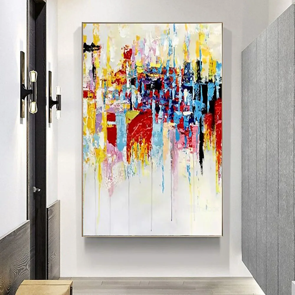 

Hand painting Horizontal Panoramic Abstract Landscape Modern Living Room hallway bedroom luxurious decorative painting