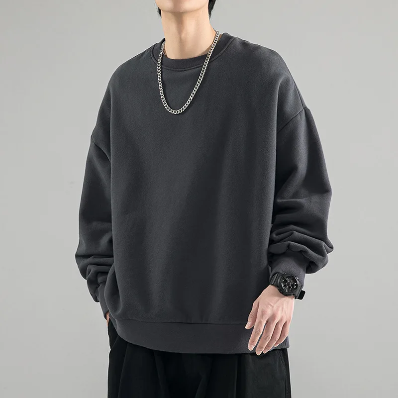 Spring Autumn O Neck Sweatshirts Men Solid Streetwear Y2K Pullover Hoodies Male Fashion Hip Hop Vintage Hoodie Mens Clothing