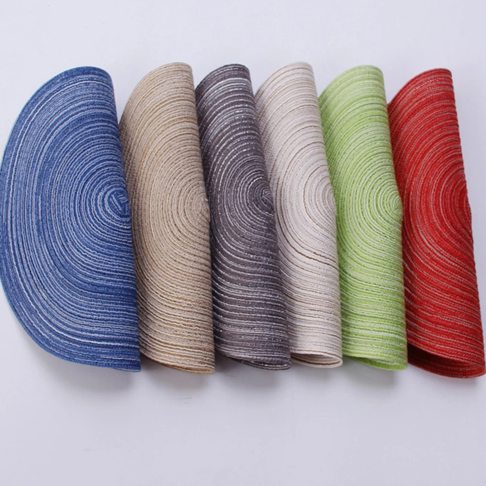 

6pcs Dinner Mats Braided Placemats Round Heat Insulation Coasters Table Place Mats Anti Slip Home Cafe Restaurant Decor Table