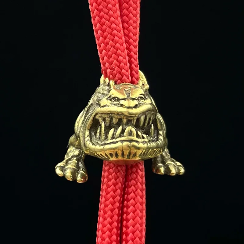 Brass Cuspid Teeth Monster Knife Beads EDC Outdoor DIY Paracord Woven Lanyard Keychain Pendants Metal Trinkets Jewelry Accessory