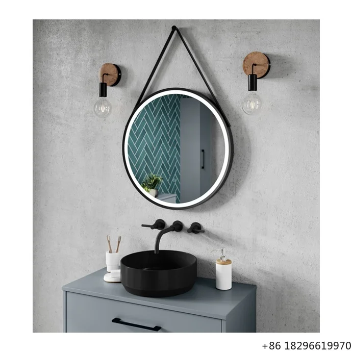 Round Anti-Fog LED Bathroom Mirror Custom Smart Illuminated Wall Mounted Vanity Mirror