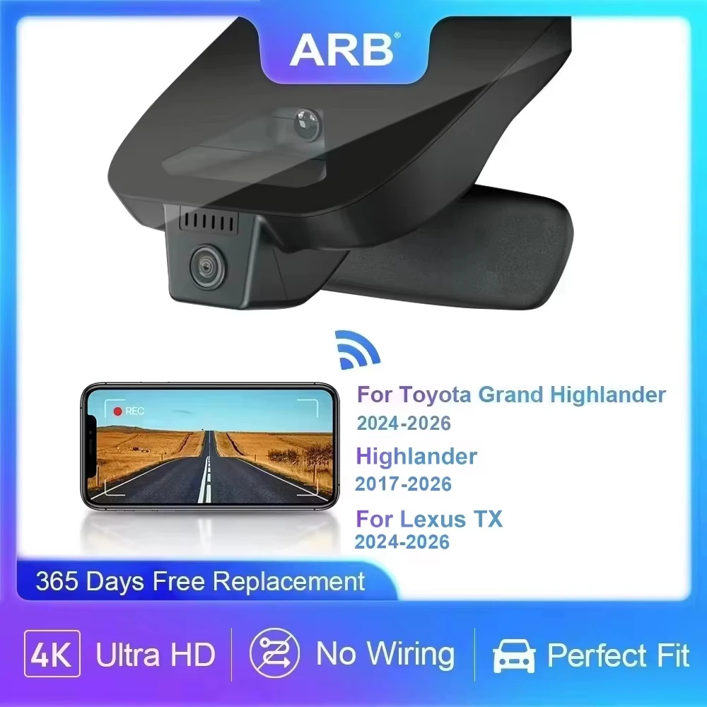 Para Toyota Grand Highlander Lexus TX 2024-2026 4K Dash Cam, para Highlander 3.a 4a generación 2017-2026, ARB OEM coche DVR WiFi