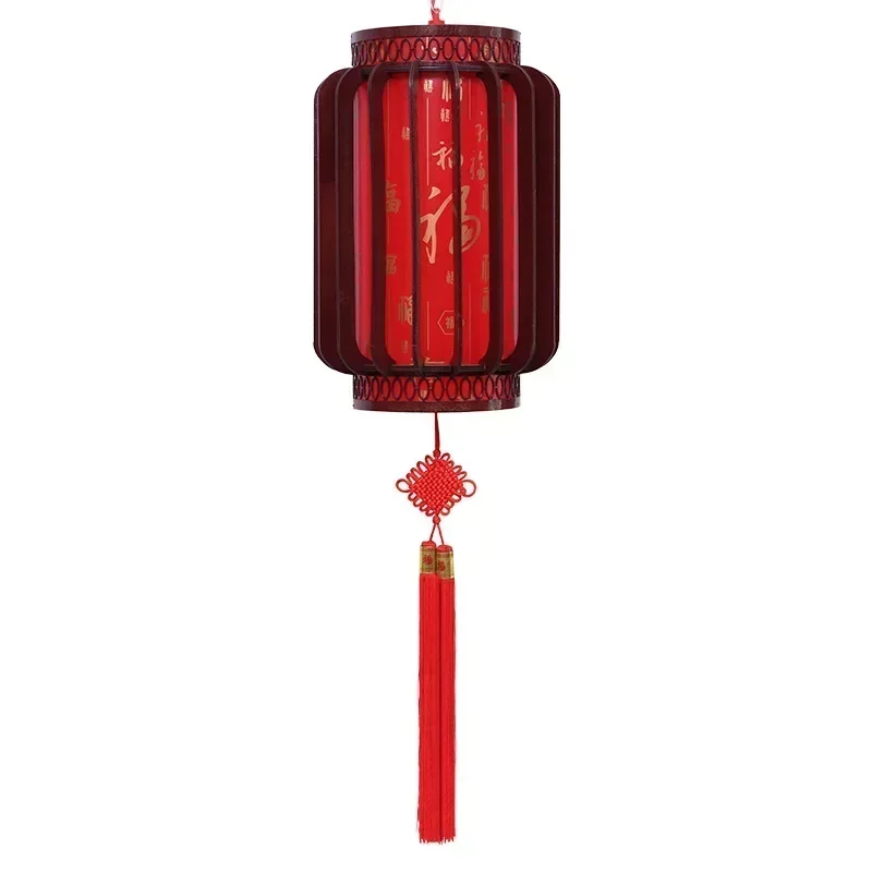 Solid Wood Rotating Lantern, Antique Pendant Wood Art Chinese Chandelier