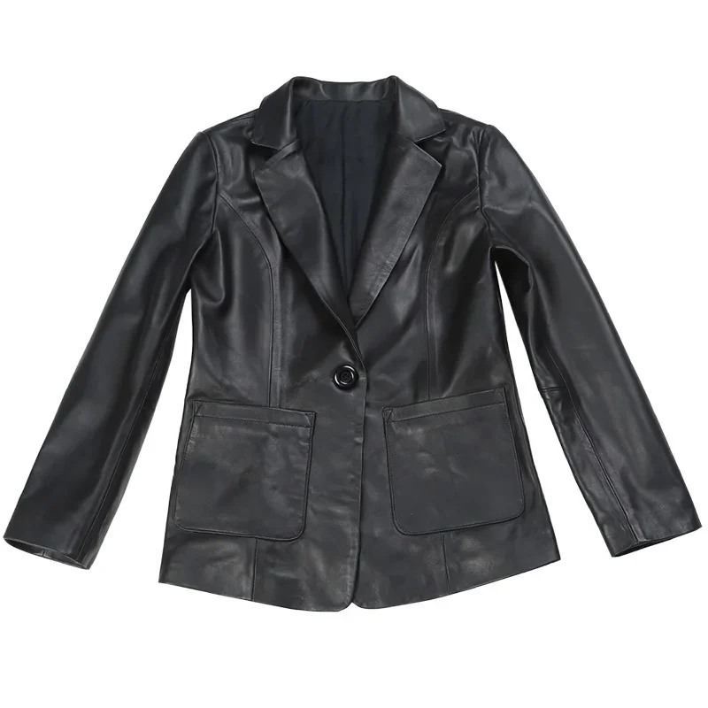 Top veste en cuir véritable femmes 2022 printemps automne nouvelles tenues décontractées pour femmes élégant en cuir mode costume veste femmes tissu