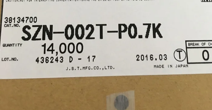 

14000pcs/lot SZN-002T-P0.7K for:26-28AWG 100% New