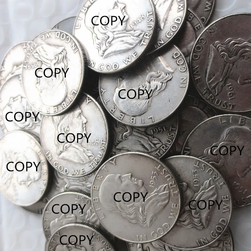 Full set of (1948-1963)PSD 37pcs Franklin Half Dollar Silver Plated Copy Coin