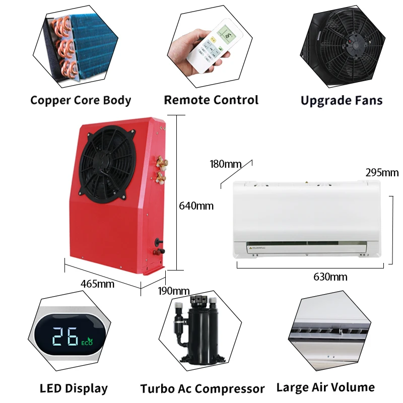 New 220v Motorhome Truck Split Air Conditioner 12v/24v Roof AC System Caravan Accessories