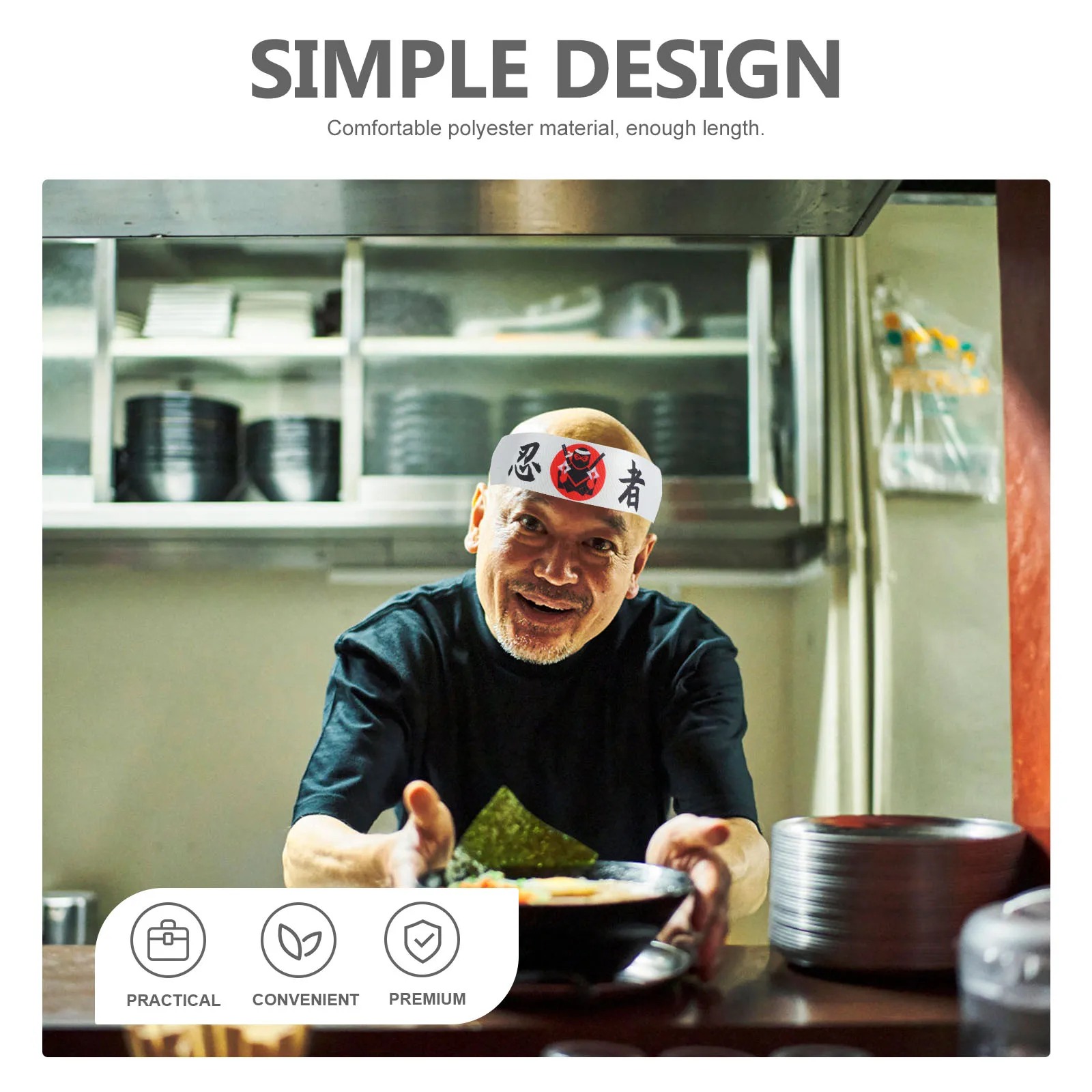

Headband Samurai Chef Kitchen Accessories Breathable Reusable Polyester Bandana Japanese Style Karate Wide Headbands