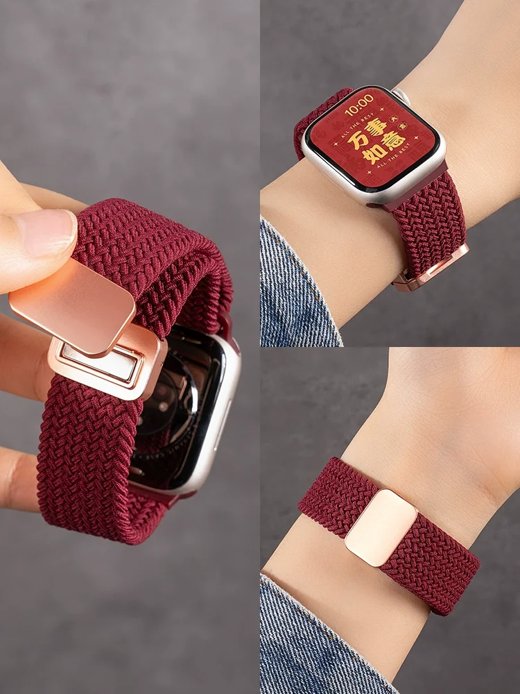 Cinturino intrecciato per cinturini Apple Watch 46mm 49mm 44mm 45mm 40 41 42mm cinturino magnetico correa iWatch serie 10 9 8 7 6 5 SE Ultra