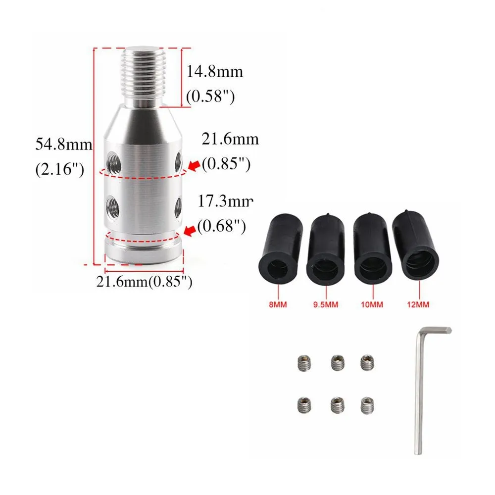 Car Shift Knob Adapter Universal Aluminum Alloy Gear Shift Knob Adapter for Non-Threaded Manual Shifters M12x1.25 M10x1.5