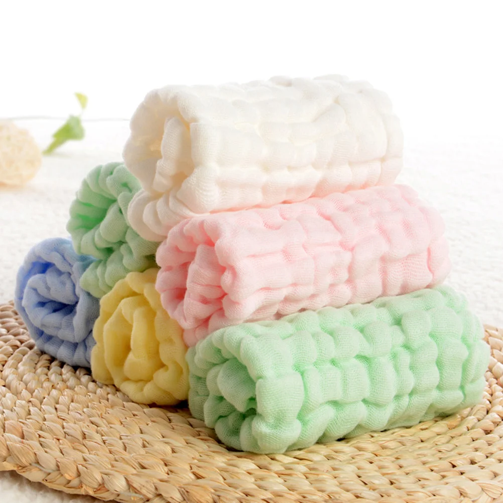 Baby Pure Cotton Six Layers Gauze Square Towel Burp Cloth Absorbent Face Towel Hand Towel(Yellow) Baby Square Towel