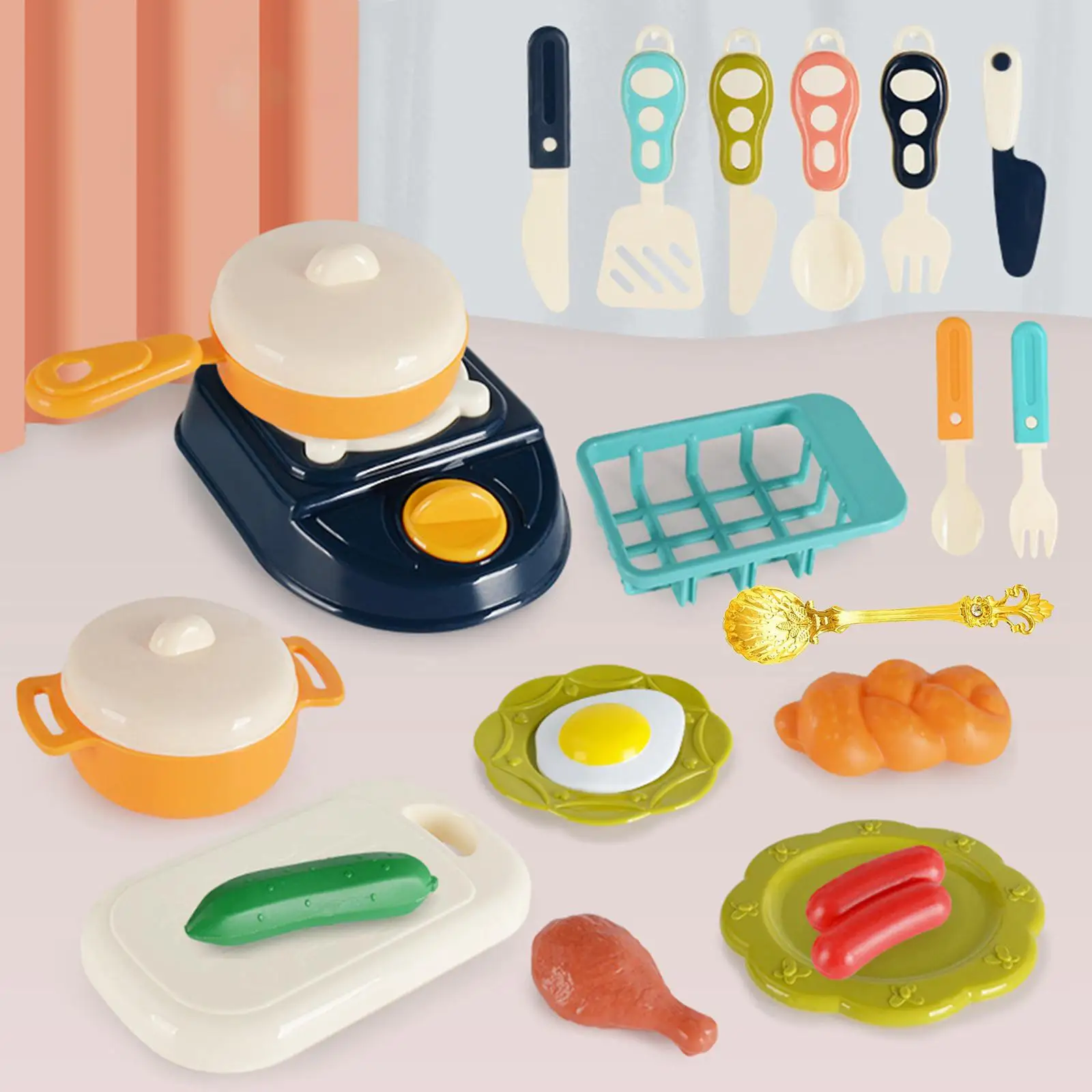 23Pcs Kitchen Play Food Toy Pretend Play Set for Boys Girls Accessories