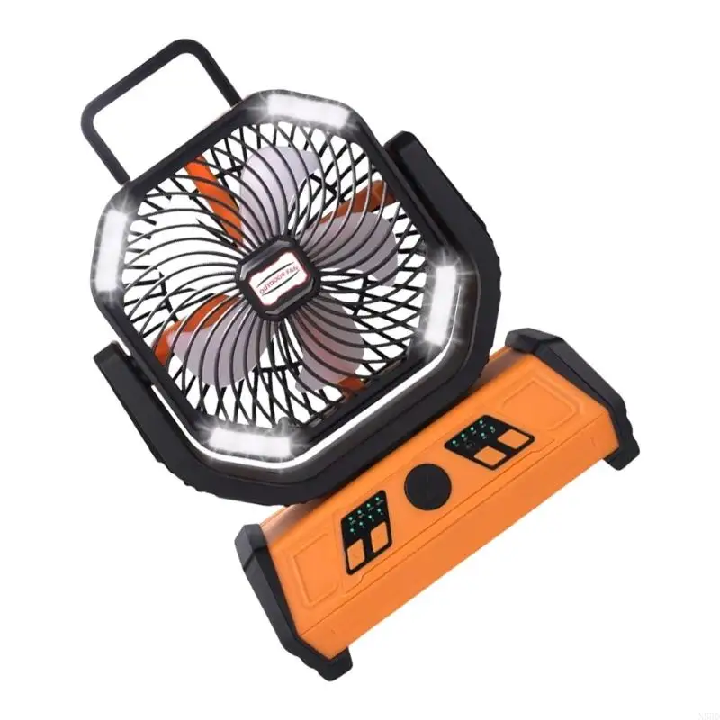 بطارية مروحة التخييم متعددة الوظائف ضوء 10000 مللي أمبير في الساعة مع نسيج بلاستيكي مناسبة لتعزيز دورة الهواء N58D