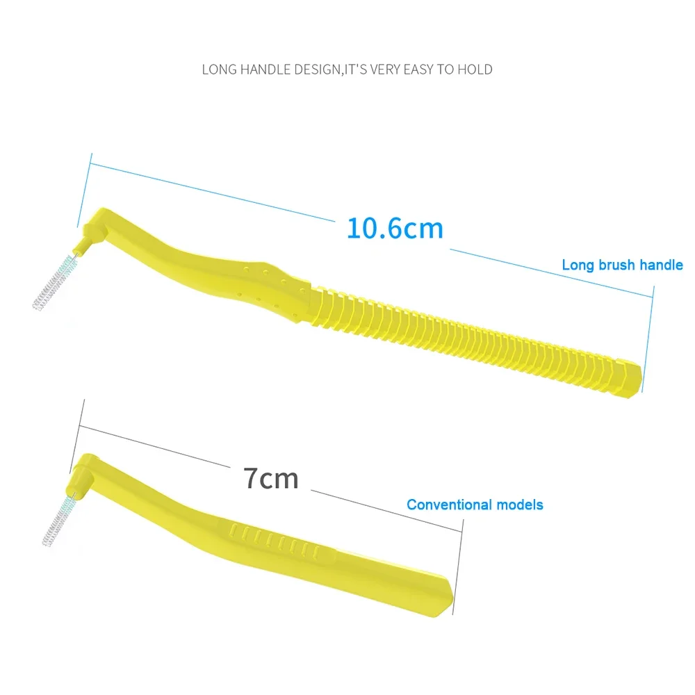 Cepillos interdentales en forma de L, 10 piezas, elimina la placa, herramienta de higiene bucal, 0,4mm, 0,6mm, 0,7mm, 0,8mm, 1,2-1,5mm