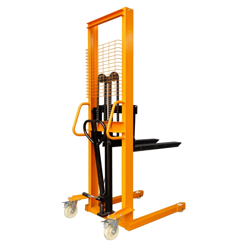 Buy discount Portable Certified 1 ton manual forklift stacker hydraulic forklift Stacker with Adjustable Forks